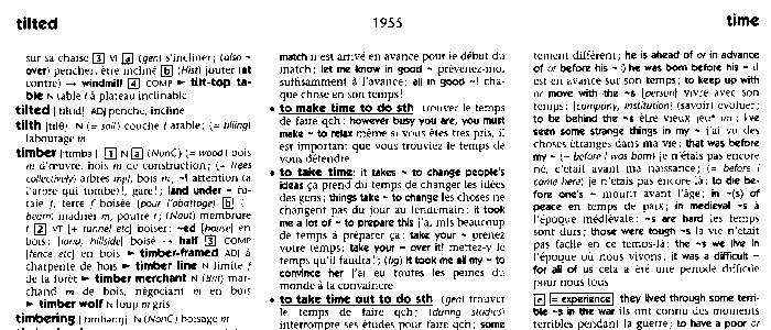 page from Collins-Robert French Dictionary